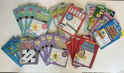 Lot of 6 Word Search, Crossword, Sudoku Puzzle Books. Dell, Take A Break, Kappa