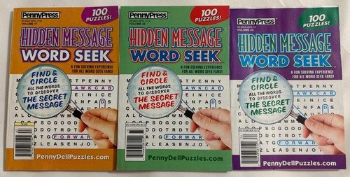 Lot of (3) Hidden Message Word Seek Puzzles Puzzles Volumes 17, 23, & 24/2023/24