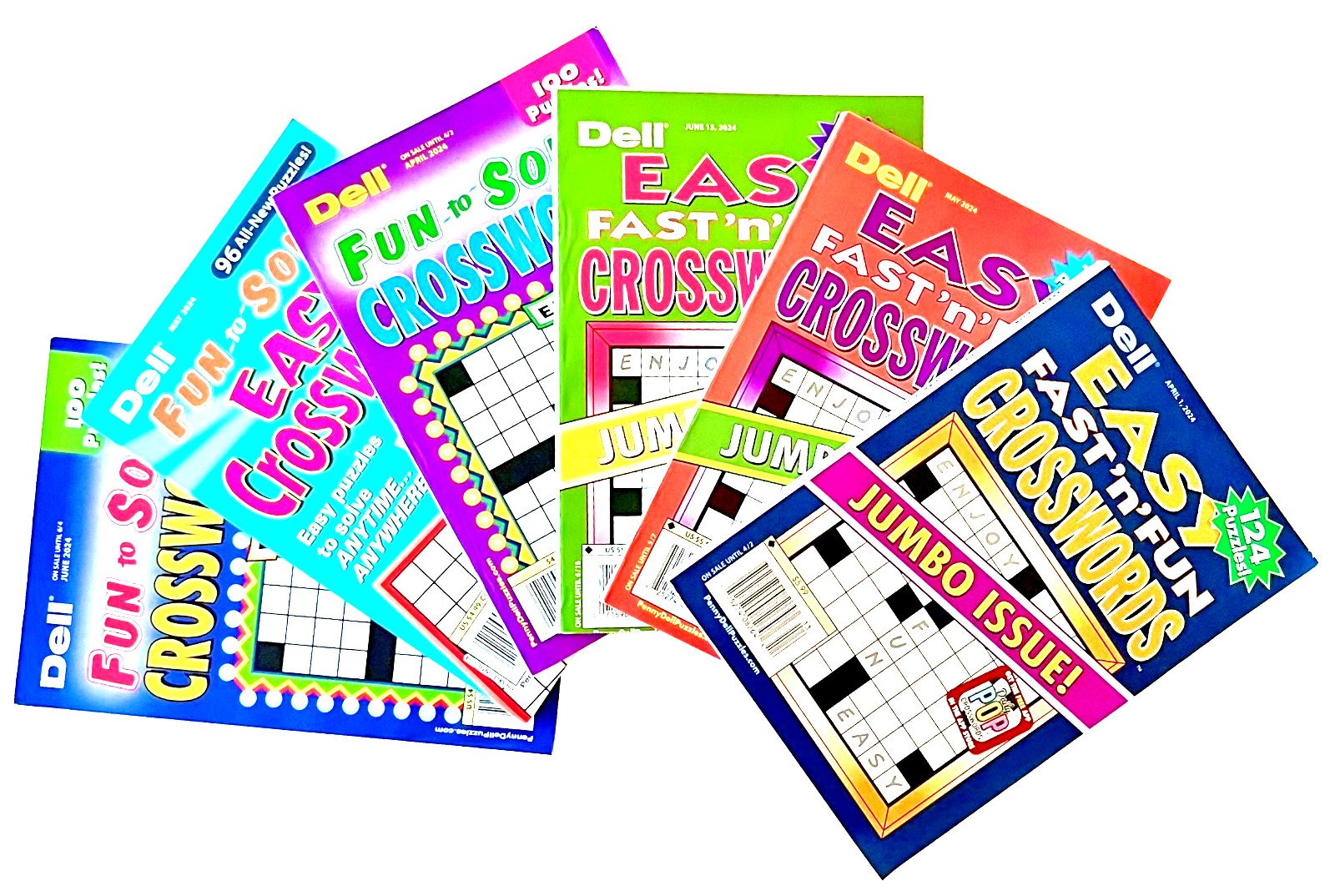 NEW Lot 6 Penny Press Dell Easy Fast Fun To Solve Jumbo Crossword Puzzle Books