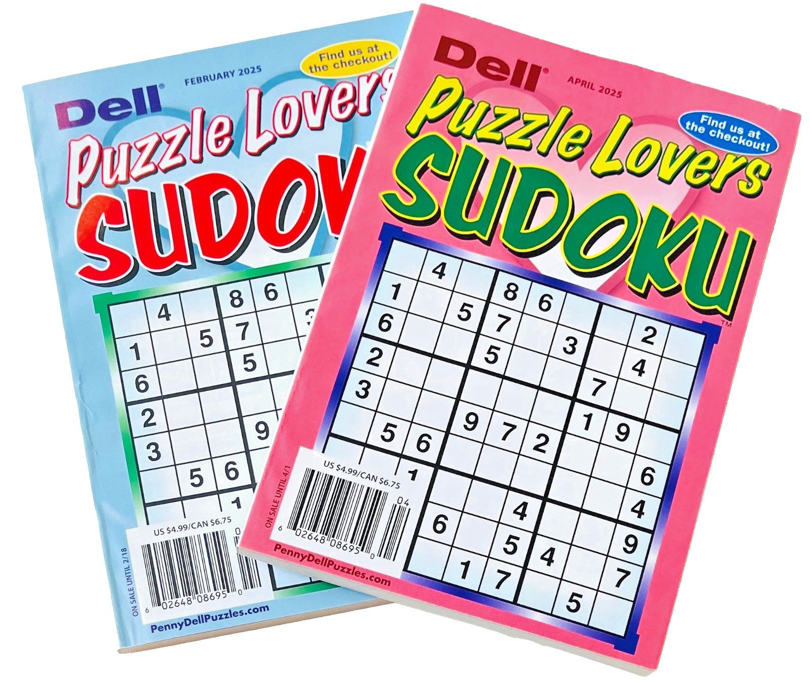 Lot of 2 Dell Sudoku Puzzle Lovers Puzzle Books All Solving Levels!