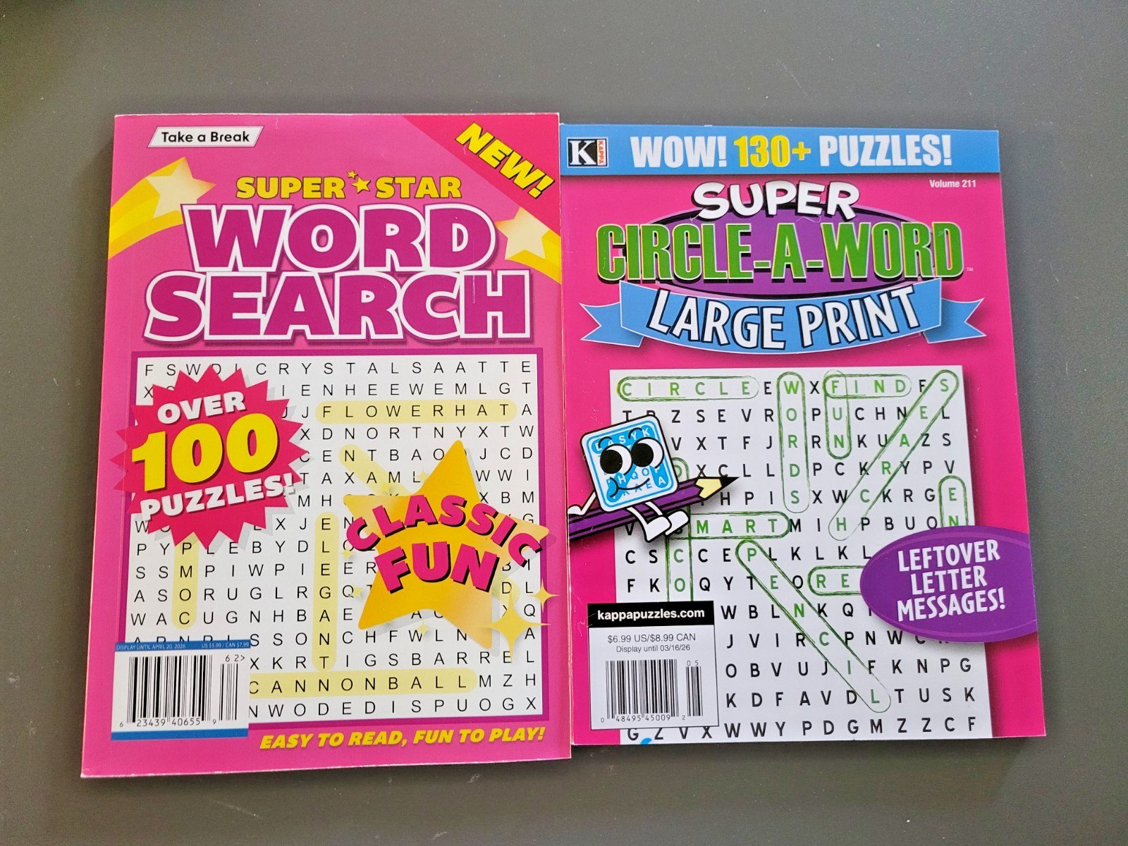 Lot Of 2 Puzzle Books -Take-A-Break Super Star Word Search & Kappa Circle-A-Word