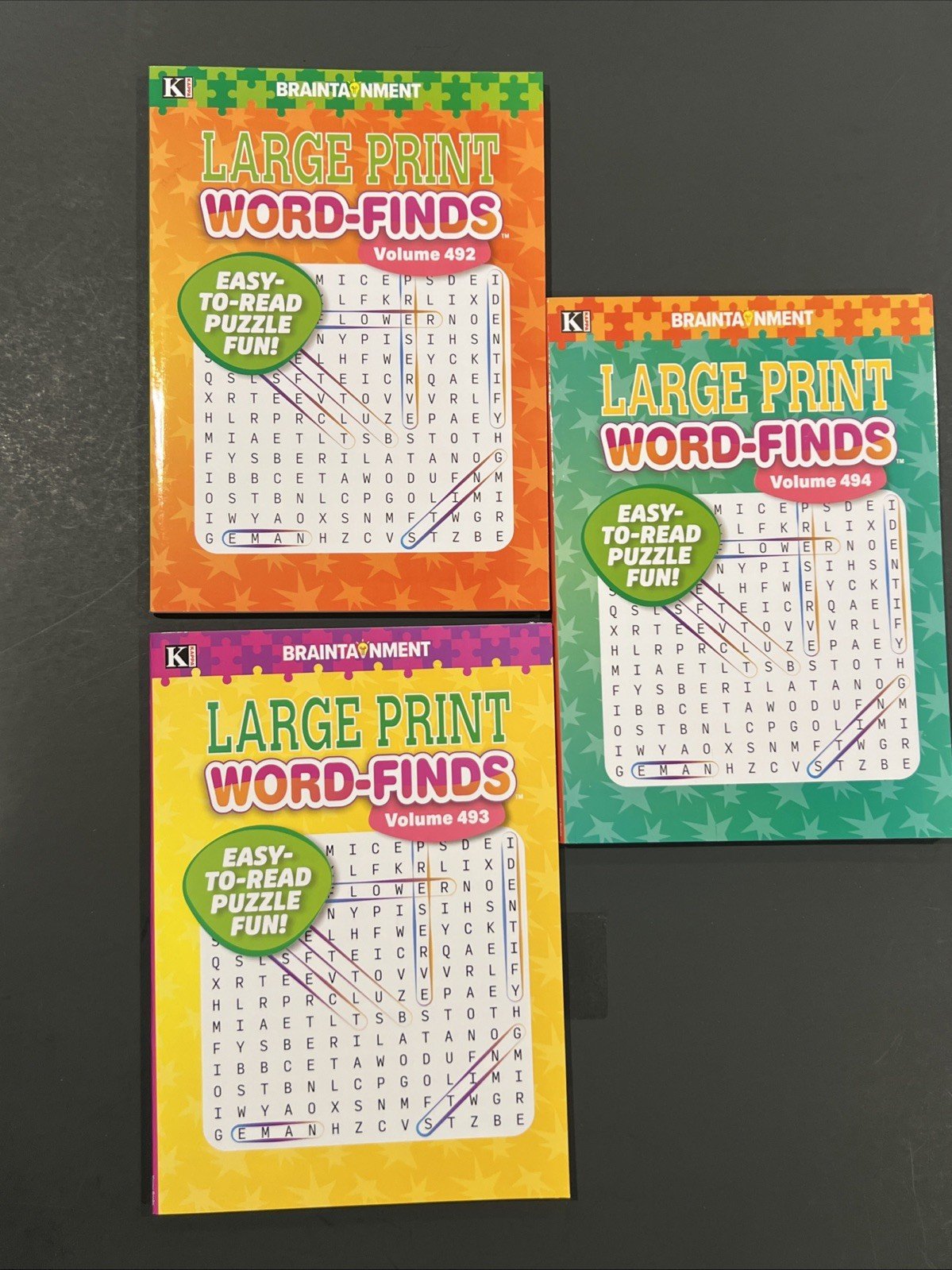 LOT OF 3 KAPPA LARGE PRINT Word-Finds Word Search Puzzle Books vol. 492 – 494
