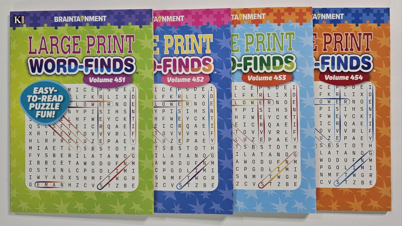 4 Large Print Word-Finds Puzzle Books Kappa Games Vol #451-454 ~ Search,Hunt