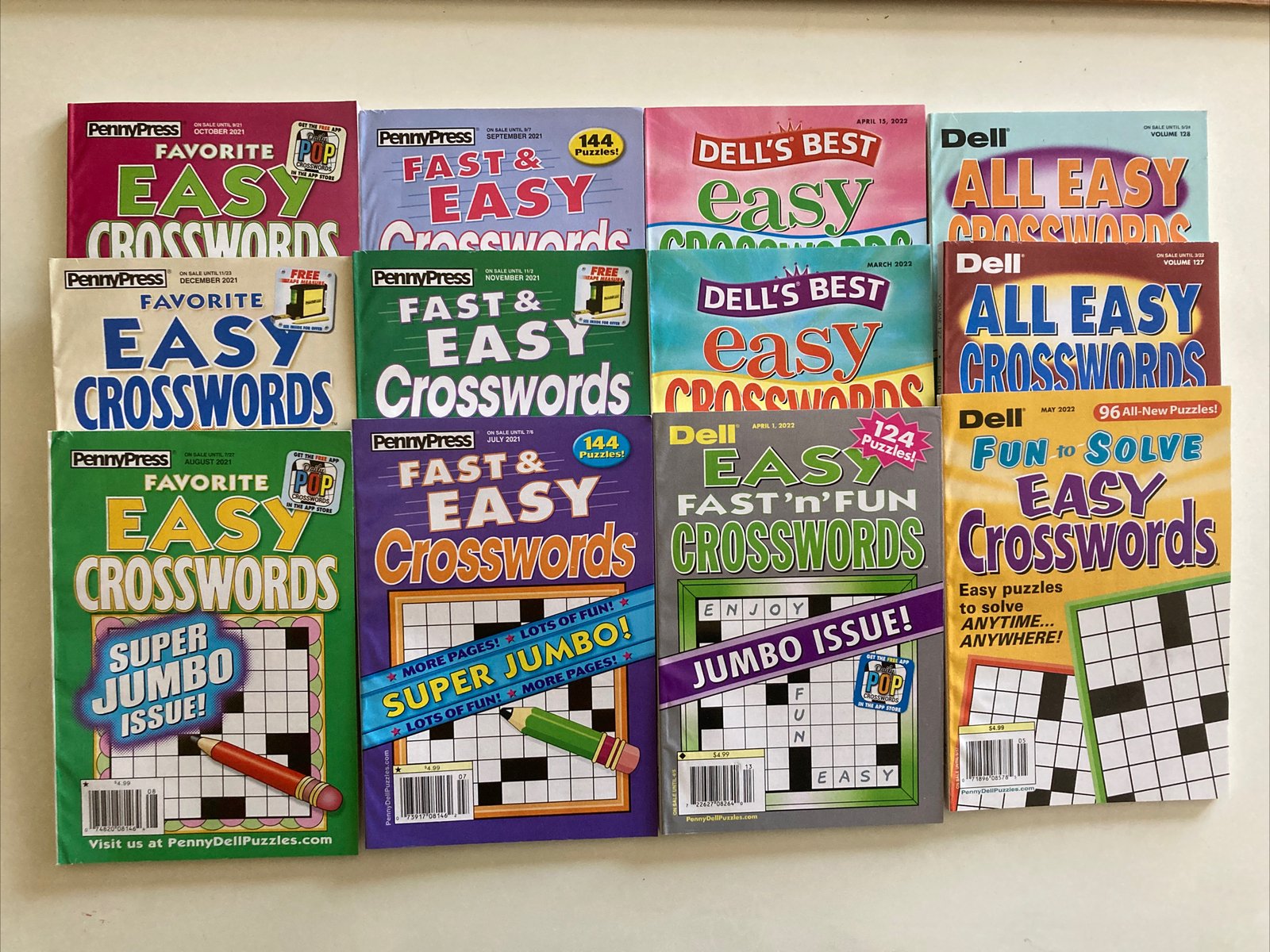 Lot of 10 Dell Penny Press ALL EASY Crossword Puzzle Books UNSORTED