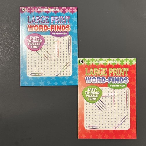 LOT OF 2 KAPPA Large Print Word-Finds Word Search Puzzle Books vol.498 & 499