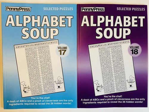 Lot of 2 Alphabet Soup Puzzle Books Penny Press Selected Series Hidden Word Game