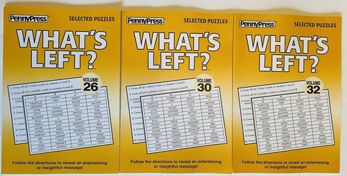 Lot of 3 WHAT’S LEFT Puzzles Penny Press Selected Variety DELL Simon Says