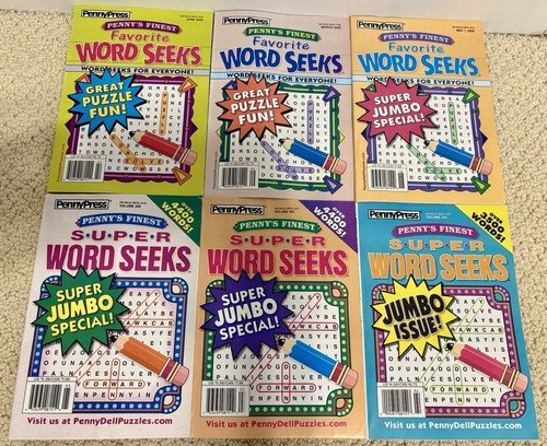 Lot of 6 New Penny Press Favorite & Super Word Seeks Search New Puzzle Books