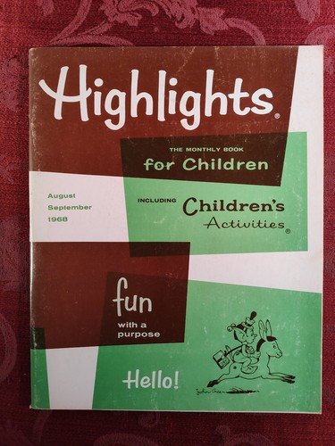 HIGHLIGHTS FOR CHILDREN Magazine August-September 1968 Activities Puzzles!