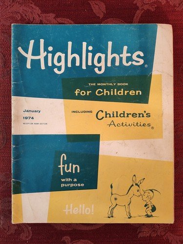 Rare HIGHLIGHTS Children’s magazine January 1974 Stories Activities Puzzles!