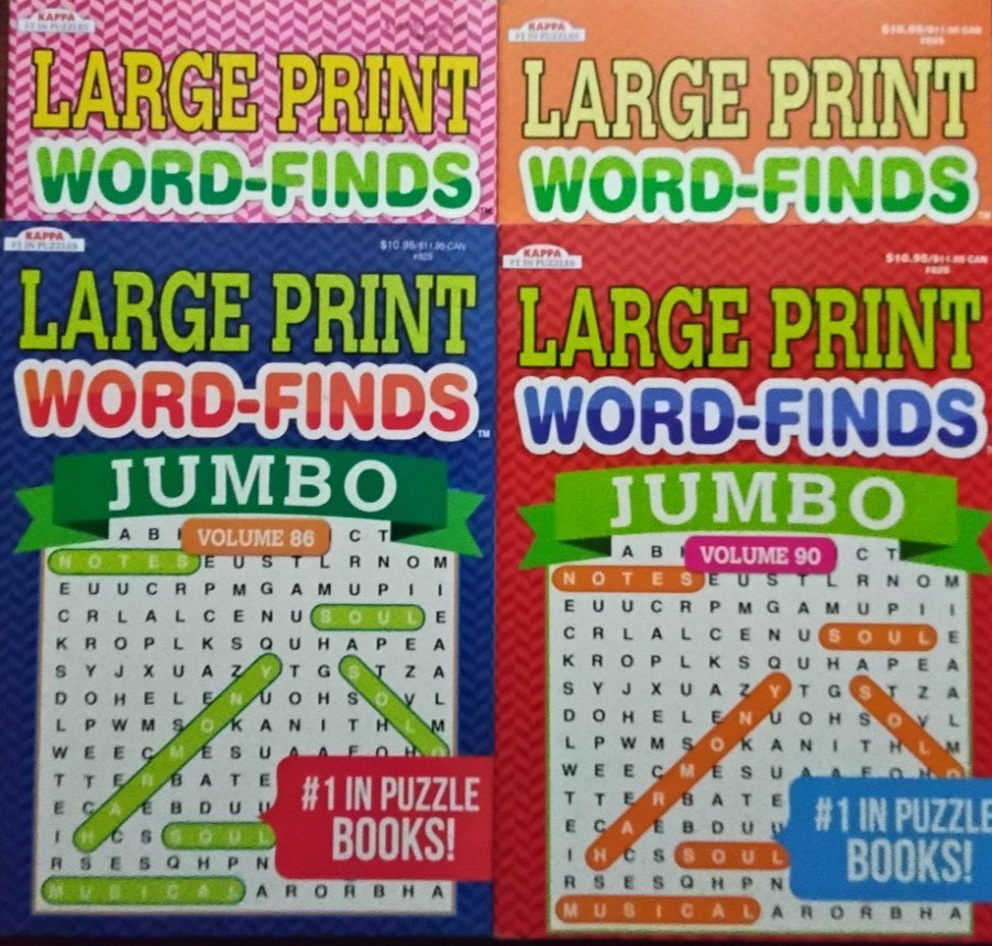 4 Large Print Jumbo Word-Finds Puzzle Books. Volumes 86-87, 90-91