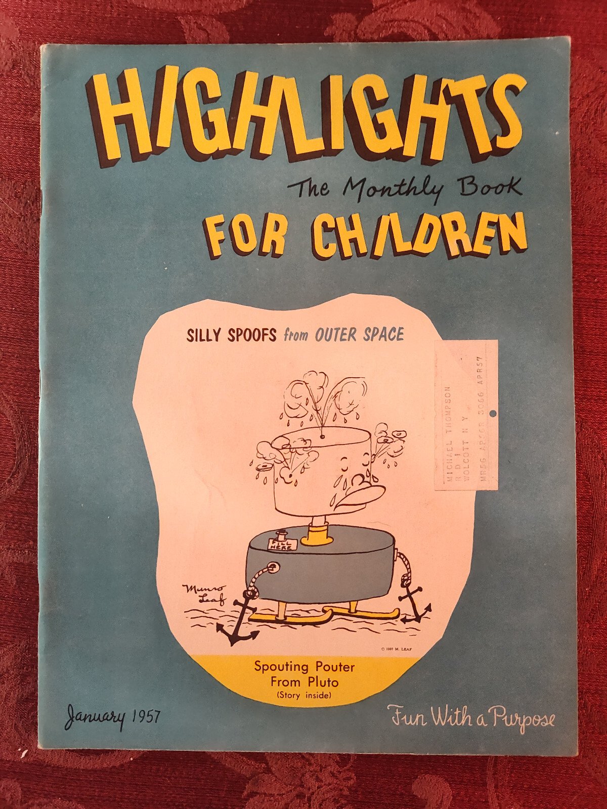 Rare HIGHLIGHTS Children’s Magazine January 1957 Stories Activities Puzzles!