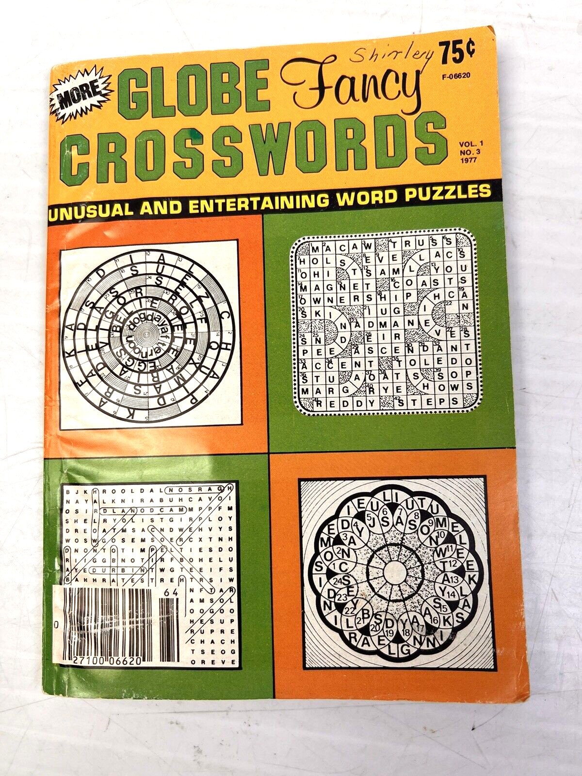 Globe Fancy Crosswords Puzzles 1977 Vintage Word Games Scrabble 70’s