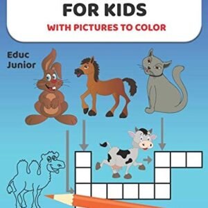 CROSSWORD PUZZLES FOR KIDS WITH PICTURES TO COLOR By Educ Junior **BRAND NEW**