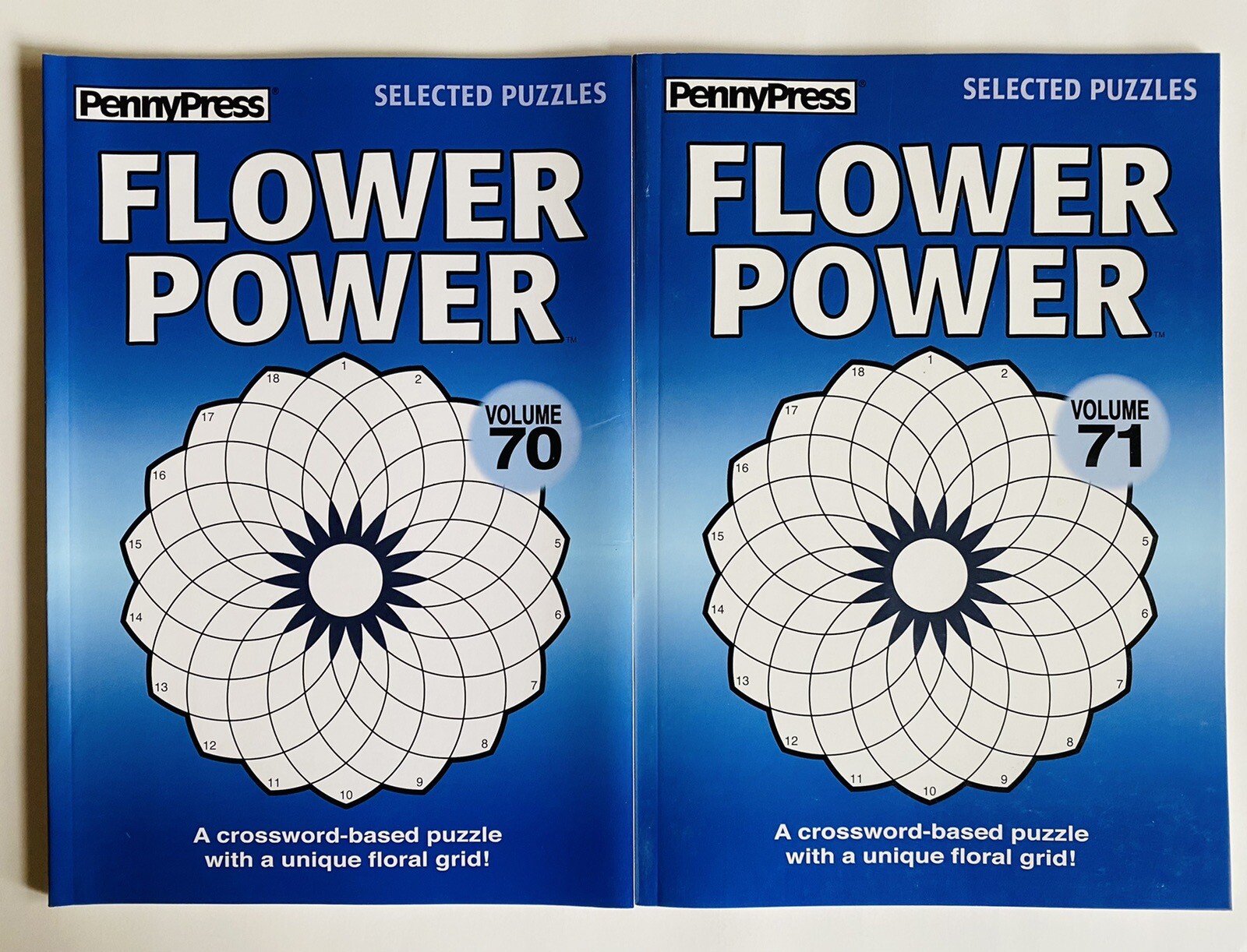 Lot of 2 Flower Power Penny Press Dell Variety Selected Puzzles Crosswords 70 71
