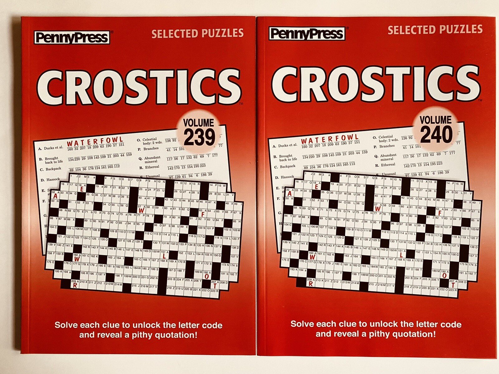 Lot of 2 CROSTICS Penny Press DELL Selected Puzzle Variety quotation letter code