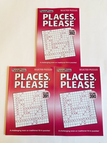 Lot of 3 PLACES PLEASE Penny Press Selected Variety Puzzles Dell 390 391 392