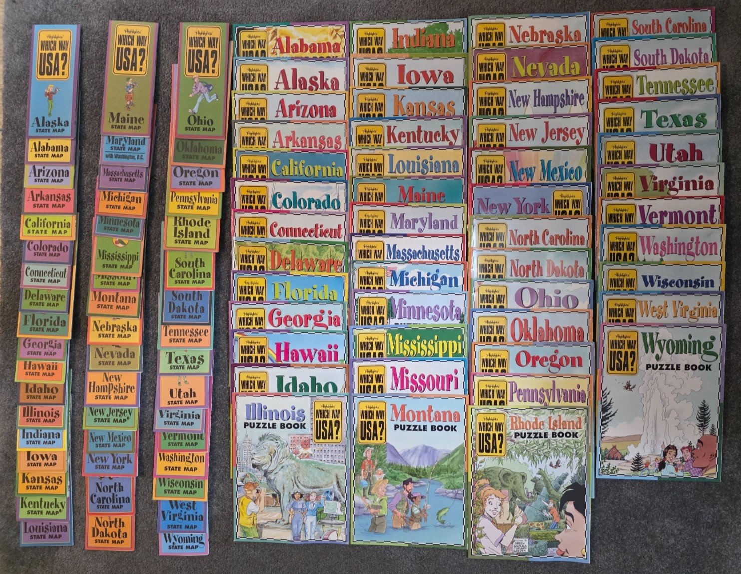 Complete Set of 90s Highlights Which Way USA? – WITH MAPS, BOOKS, & STICKERS