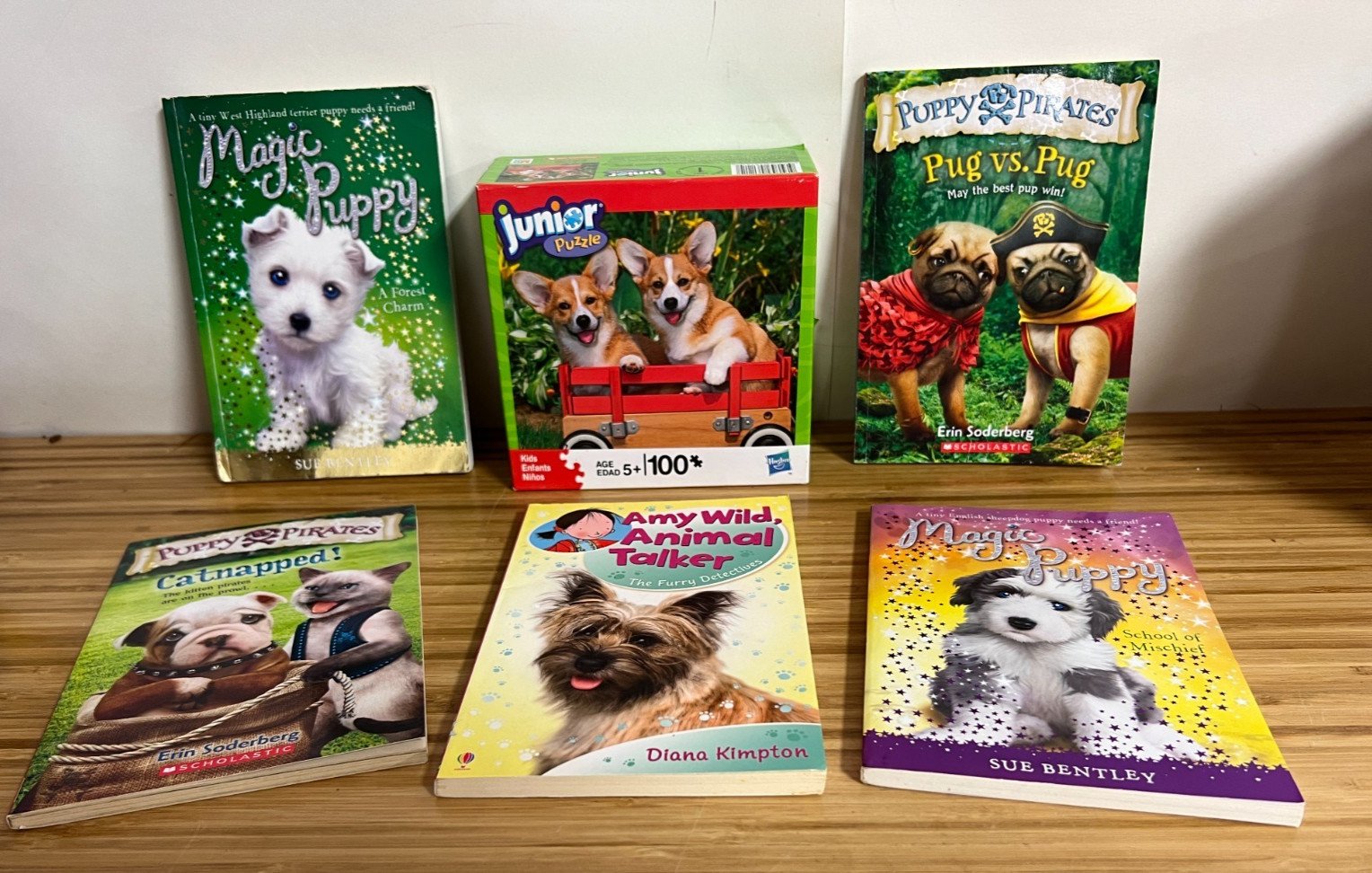 Puppy Chapter Books -2 Magic & 2 Pirates +1 and  Junior 100 piece puppy puzzle