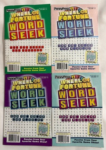 Lot (4) Penny Press Wheel Of Fortune Word Seek Puzzle Books 175,176,178,177
