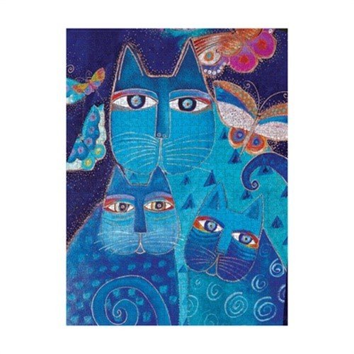 Blue Cats & Butterflies 500 Piece Jigsaw Puzzle, Laurel Burch Collection by Pape