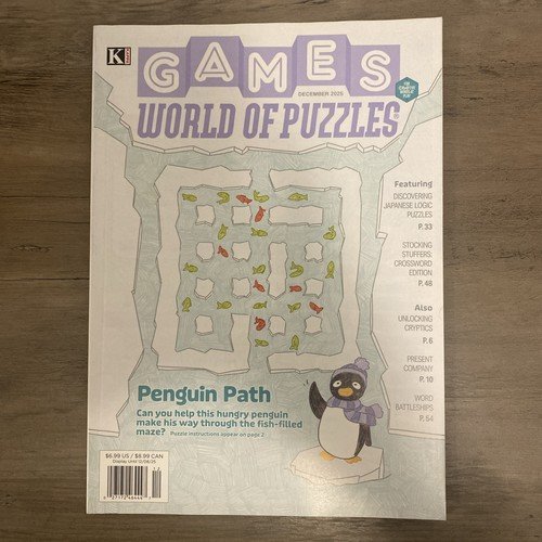 GAMES WORLD OF PUZZLES ACTIVITY BOOK | DEC 2025 | PENGUIN PATH MAGAZINE