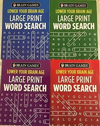 Lot of (4) Brain Games Lower Your Brain Age Large Print Word Search Seek Puzzle