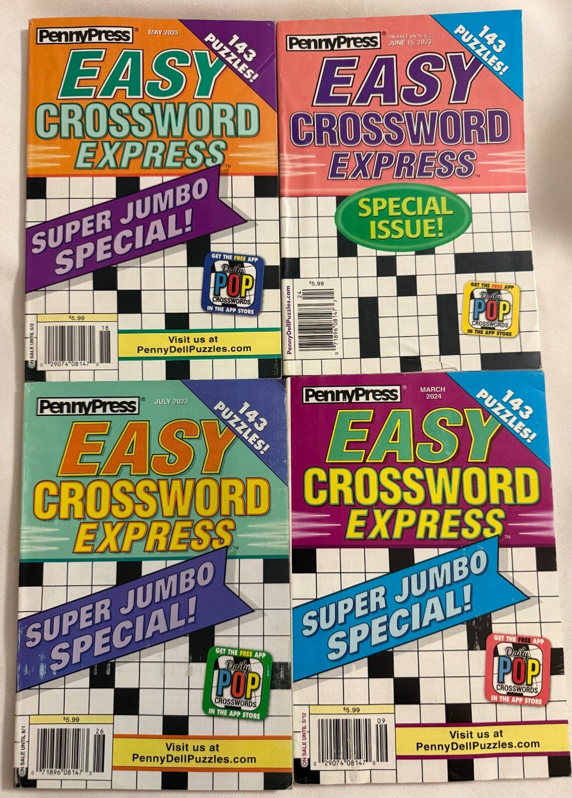 Lot (4) Easy Crossword Express Super Jumbo Special Puzzle Books 2023/24 Lot#2