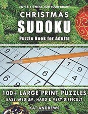 CHRISTMAS SUDOKU PUZZLE BOOK FOR ADULTS: 100+ LARGE PRINT By Kat Andrews **NEW**