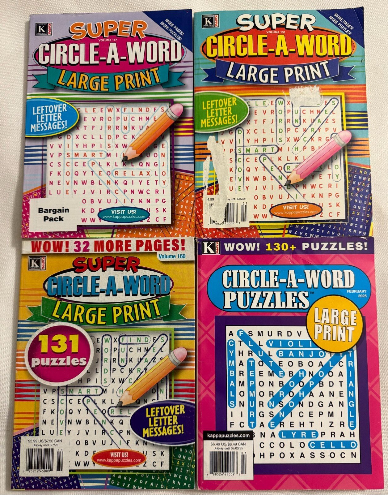 Lot (4) Super Circle-A-Word Seek Search LARGE PRINT Puzzle Books 2020- 2025