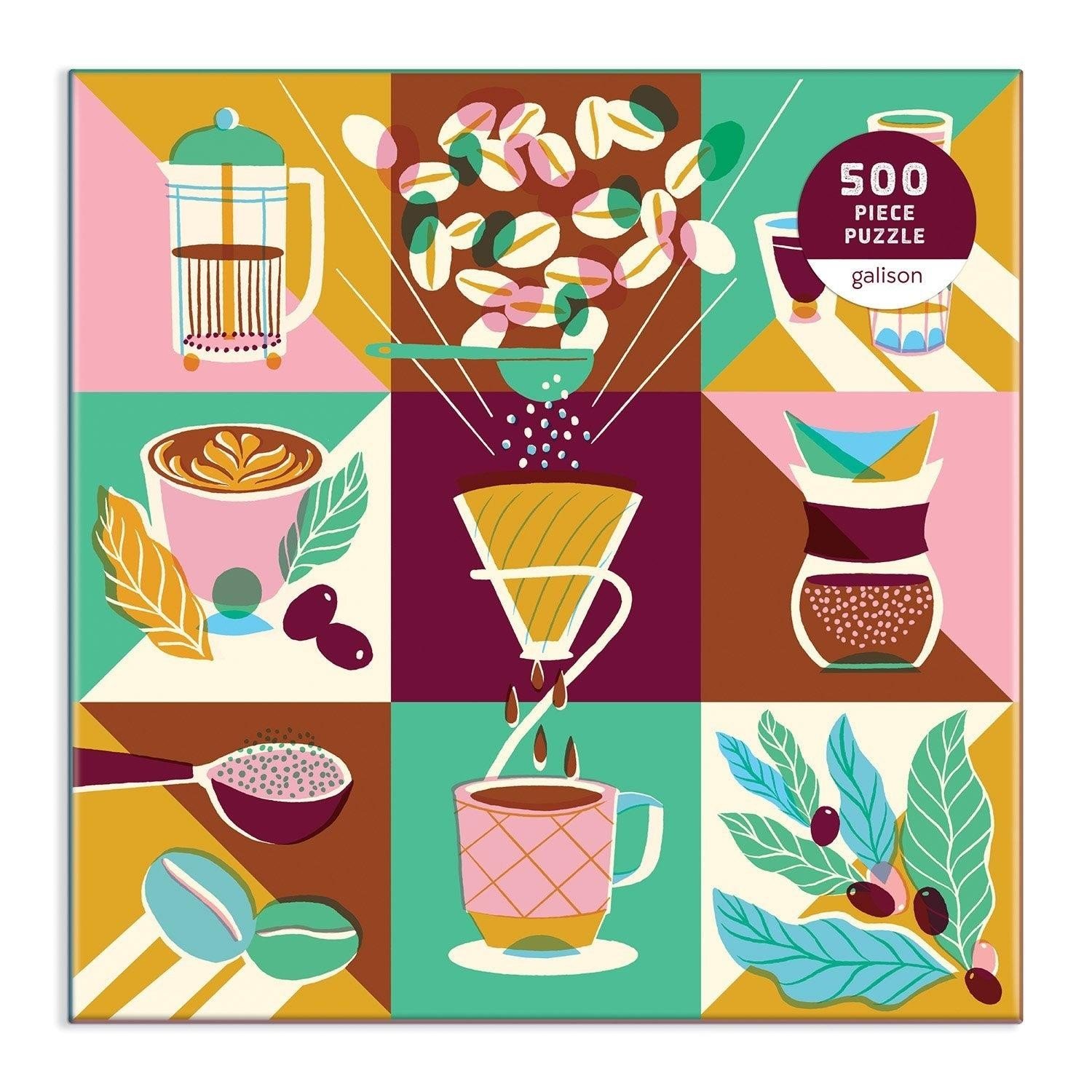 Coffeeology 500-Piece Jigsaw Puzzle by Marisol Ortega