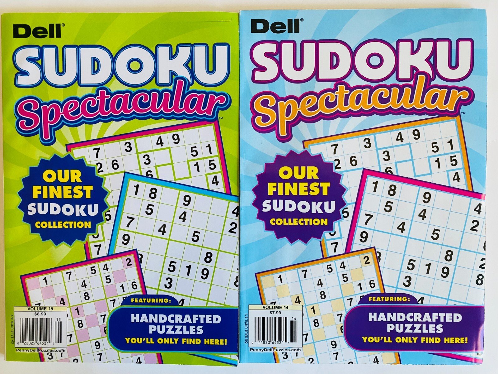 Lot of 2 SUDOKU SPECTACULAR from Dell Penny Press easy hard medium challenger