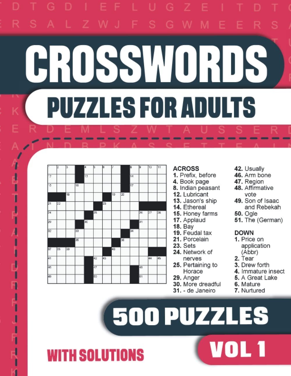 Crosswords Puzzles for Adults: Crossword Book with 500 Puzzles for Adults. S…