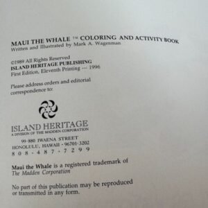Maui the Whale Coloring Book Hawaii Puzzles Dot to Dots Kids Activities Travel