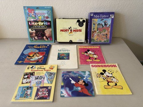 Disney Lot Various Books Puzzle Lite Bright Sticker / Music Books See Pictures +