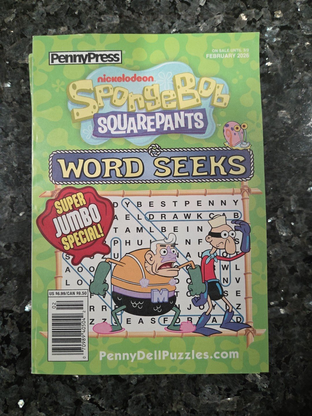 PENNYPRESS | FEB 2026 | SPONGEBOB SQUARE PANTS WORD SEEKS PUZZLE BOOK