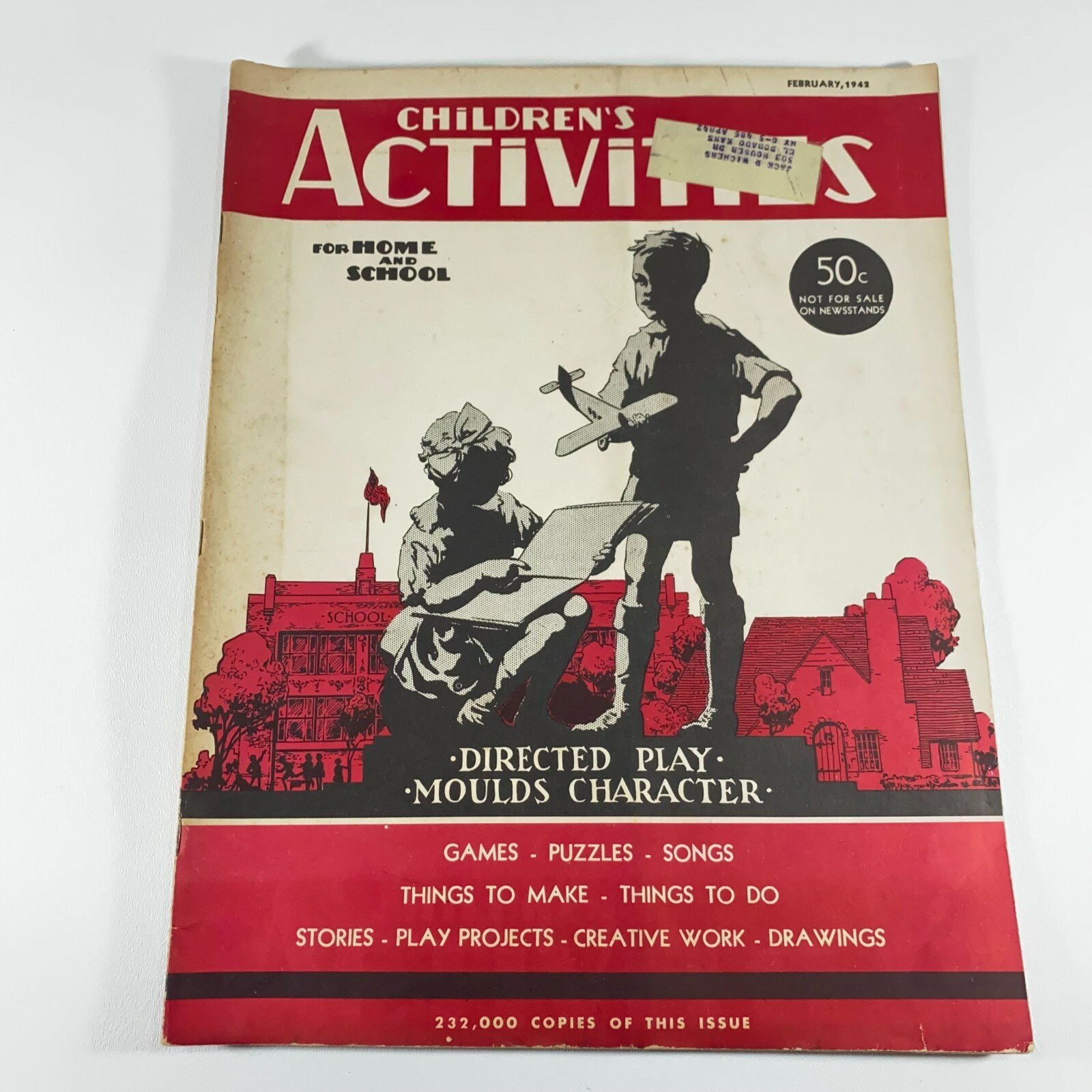 Vintage Children’s Activities Book February 1942 WW2 Era Games Puzzles Stories