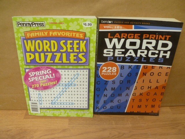 p34 Lot of (2) WORD SEEK Puzzle Books; Paperback NOS (1 is Large Print)