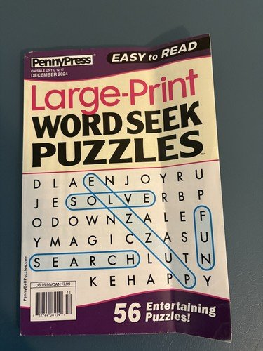 Penny Press Easy To Read Large Print Word Seek  Puzzles December 2024