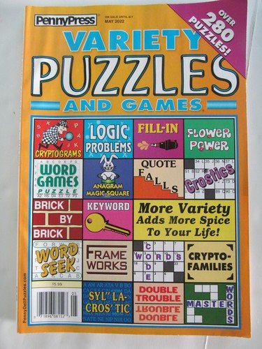 Penny Press Variety Puzzle Book + Fast & Easy Crosswords Jumbo 2022 2 Games S2