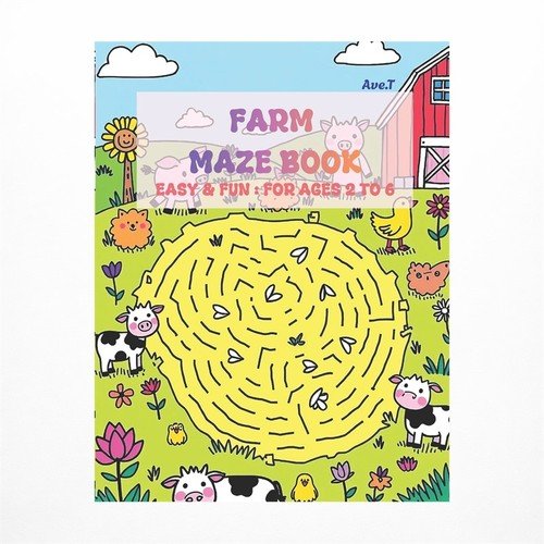 Farm Maze Book: 25 Easy & Fun Mazes: For ages 2 to 6