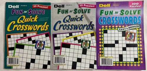 Mixed Lot (3) Dell Fun to Solve  Quick Crosswords Puzzles Puzzle Books 2024
