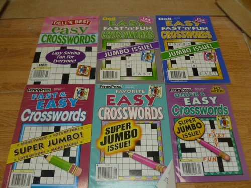 p54 Lot of (6) Crossword Puzzle Books; 7.5″x10.625″ Paperback NOS
