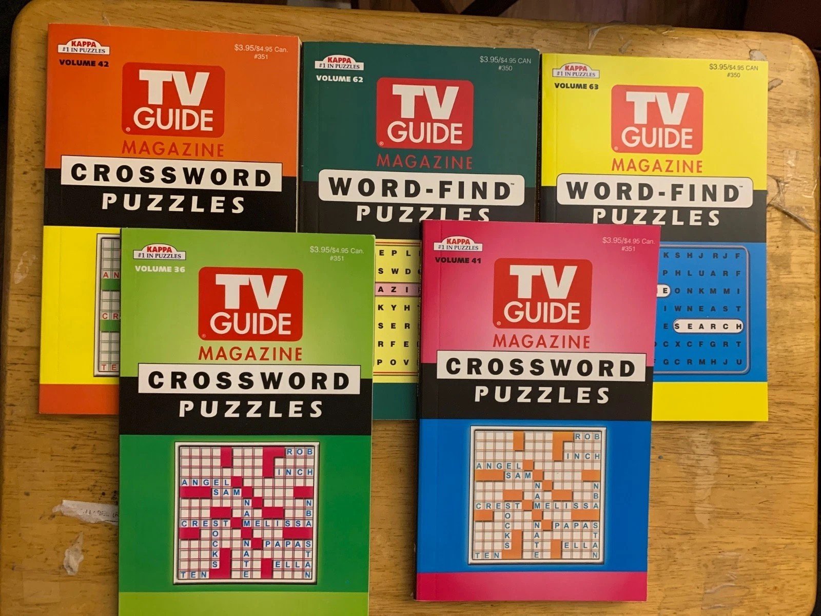 TV Guide Magazine Puzzle Books Crossword Word Find Lot of 5 Volumes (Digest Size
