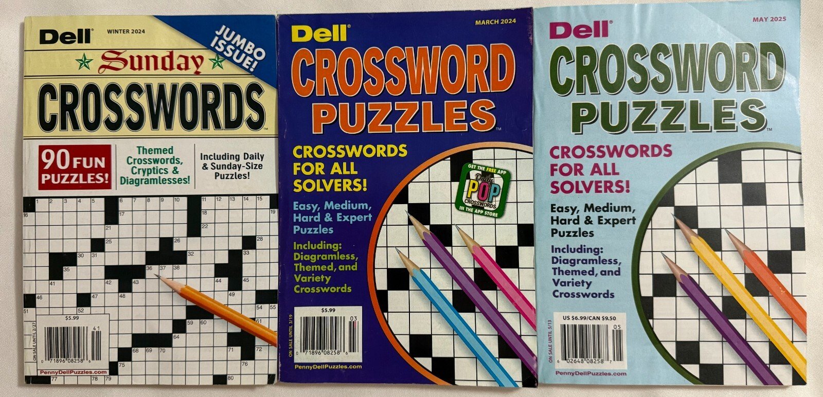 Mixed Lot (3) Dell Sunday Crossword Puzzles Puzzle Books 2024/25