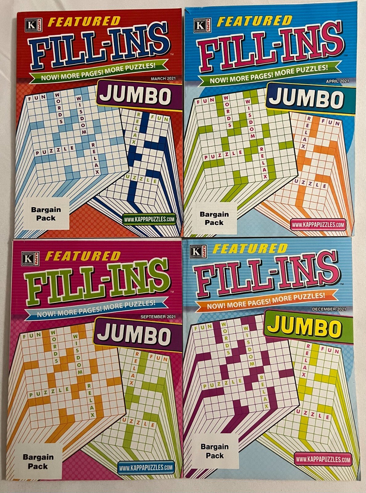 Lot (4) Featured Fill-Ins Words Puzzles Fill-in Jumbo Puzzle Books 2021 Lot#2