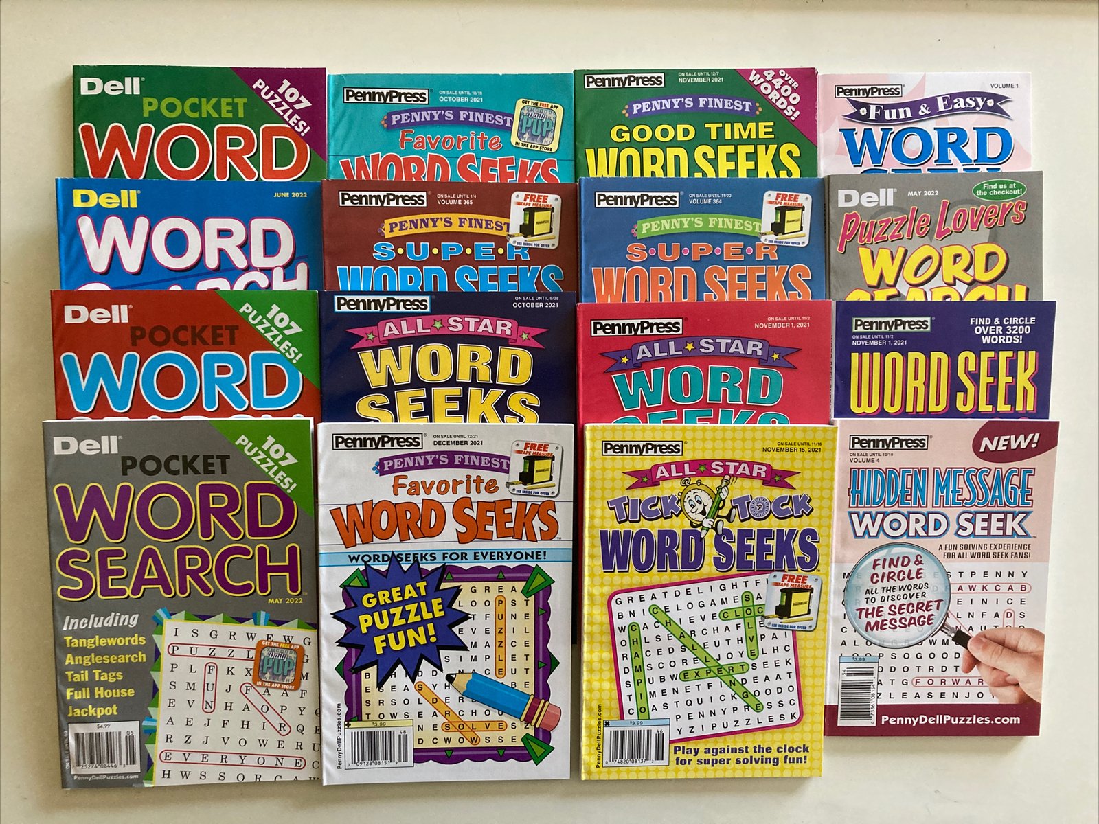 Lot of 10 Dell Penny Press Word Search Puzzle Books UNSORTED MIXED Seek Hunt