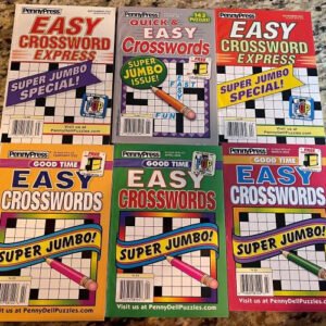 Lot 6 New Penny Press Dell Crossword Puzzle Books Brand New Unused NO Duplicates