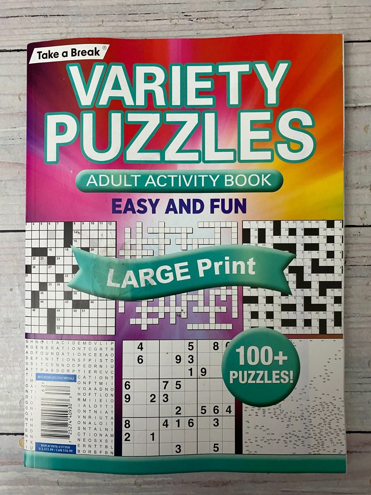 Take a Break Variety Puzzles April 2026 Magazine Activity Book Free Shipping