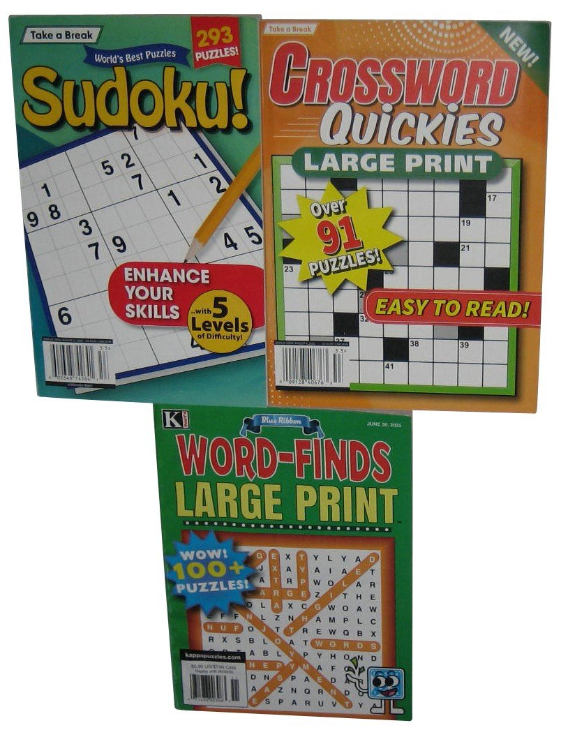 Take A Break Sudoku Crossword Quickies Kappa Word-Finds Puzzle Book Lot